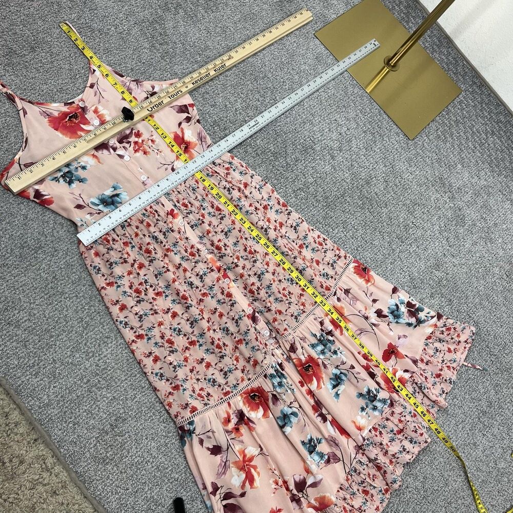 Band Of Gypsies Dress Women Small Pink Floral Midi Sundress Boho Prairie Cottage - Picture 7 of 8